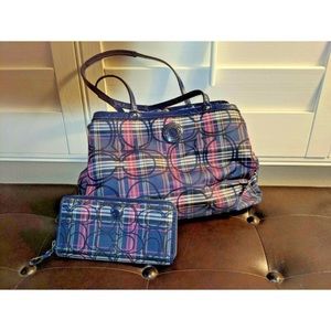 Coach Signature C Plaid Handbag and wallet